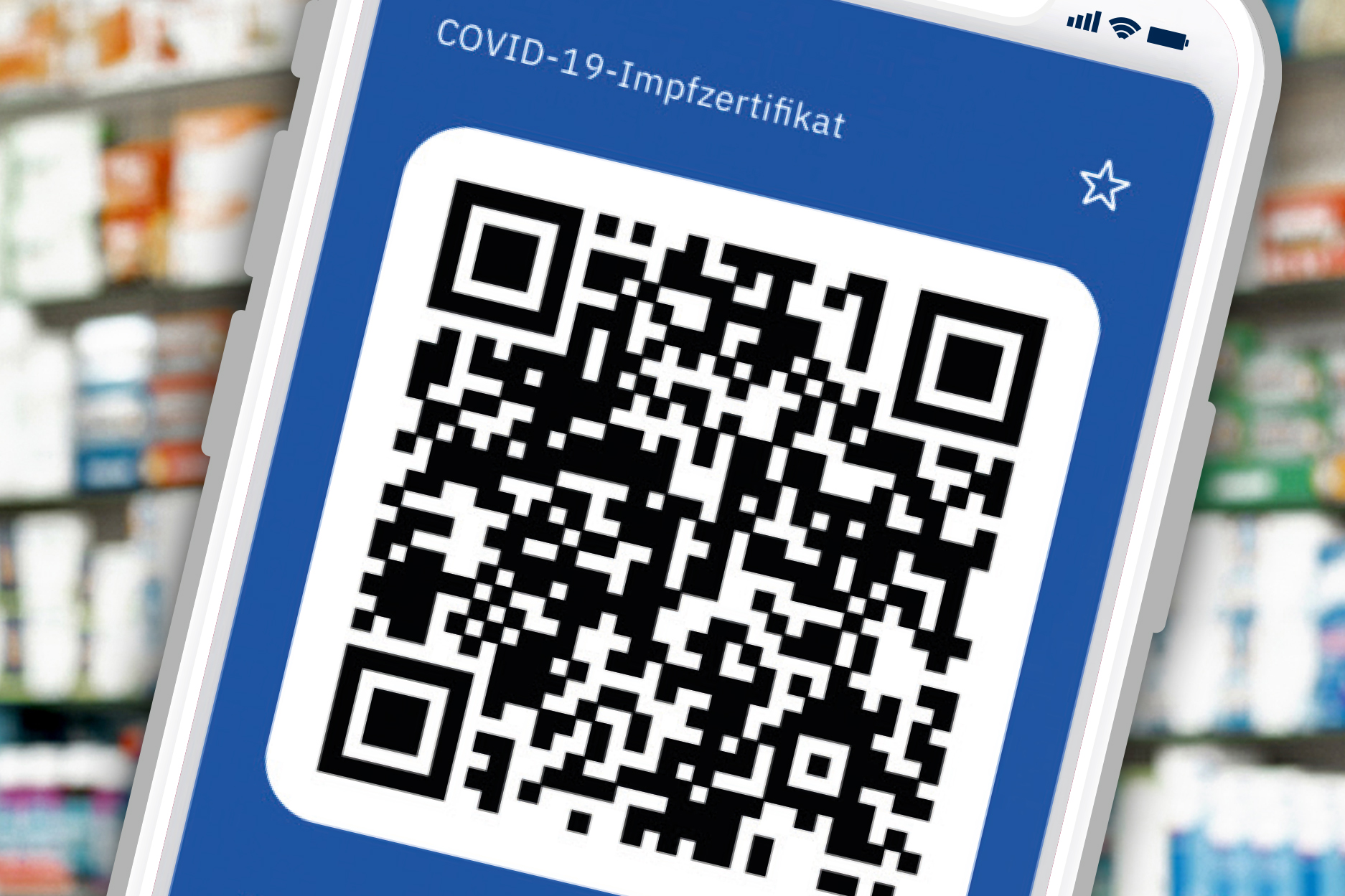 Handy mit QR-Code für den digitalen Impfpass